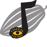 Desenho de uma nota com um olho com do desenho do cacau